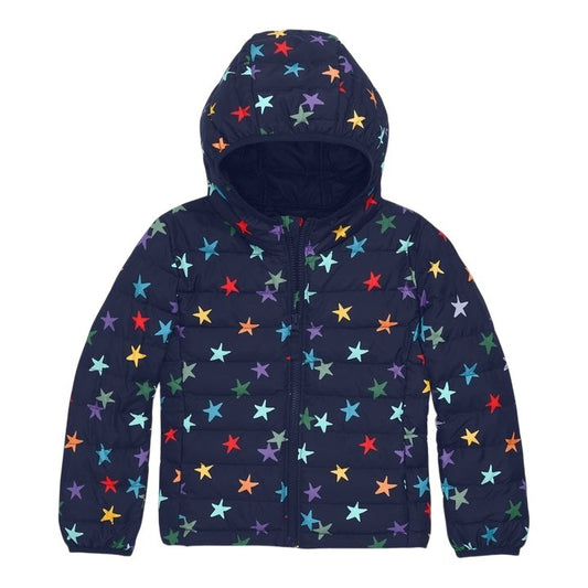 Navy Confetti Stars Puffer Jacket|9654