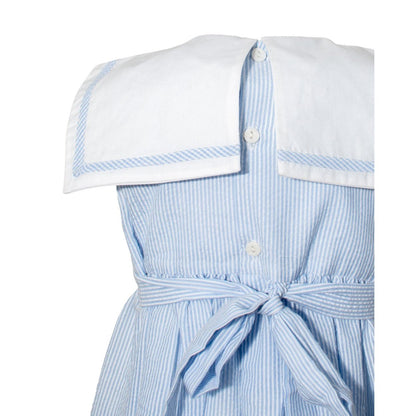 Light Blue Seersucker Sailboats Dress|11590