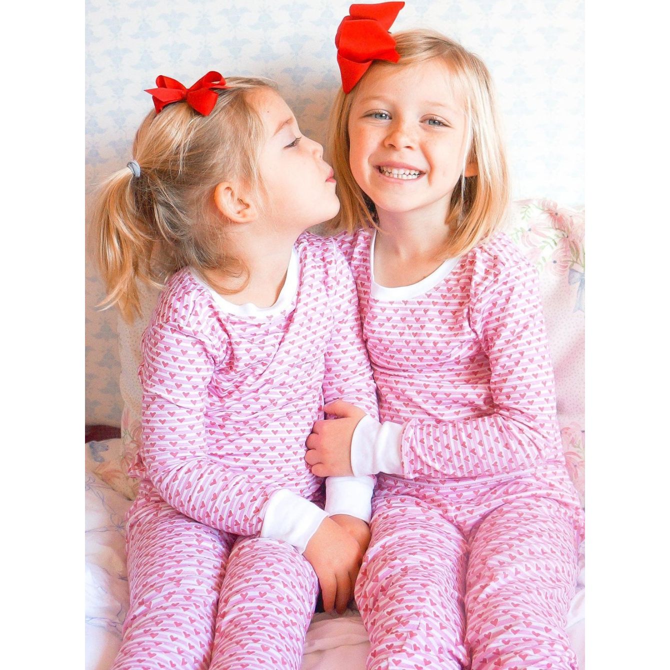 Sailor Hearts Two Piece Kids Pajamas Pink|8846