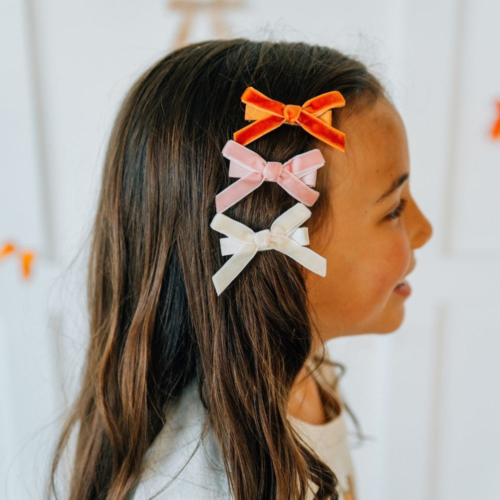 Mini Velvet Bow Clip Set|13227