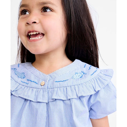 Margo Blouse, Blue Pinstripe|6887