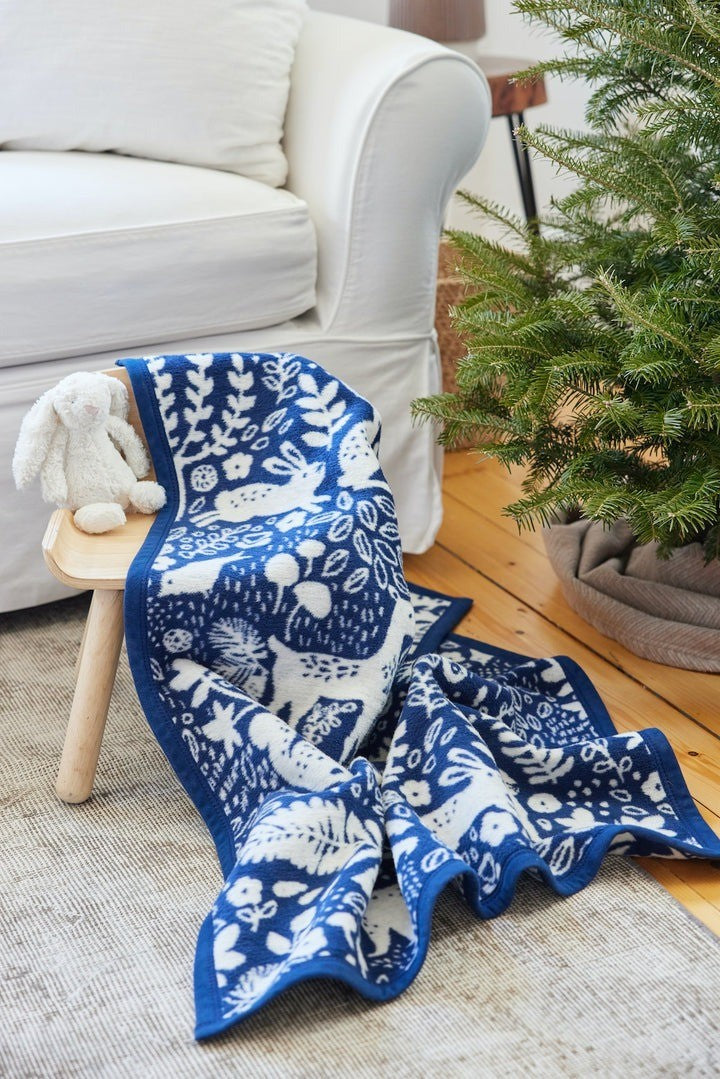 Whimsical Woods Mini Navy Blanket|10223