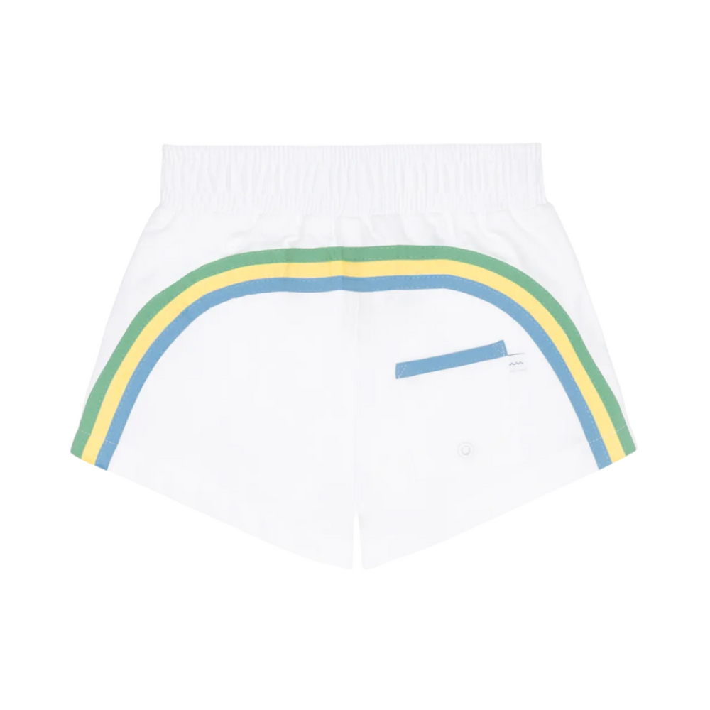 Boys shell white boardie with multi stripes|11476
