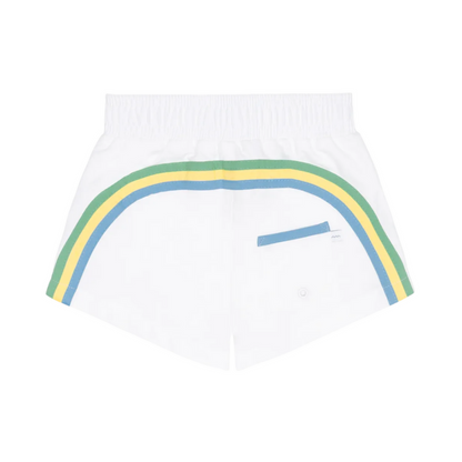Boys shell white boardie with multi stripes|11476