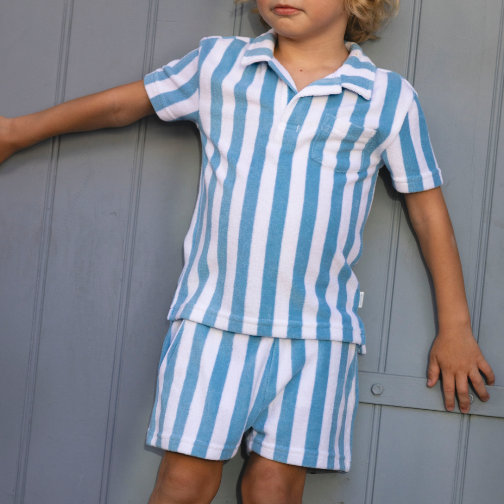Boys bay stripe french terry polo|11435