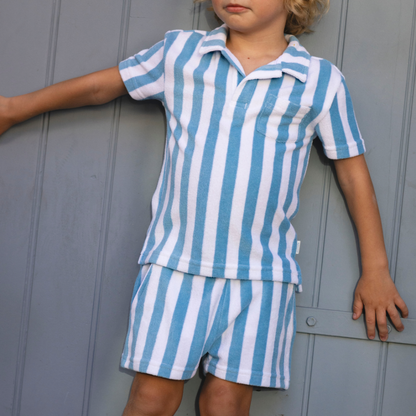 Boys bay stripe french terry polo|11435