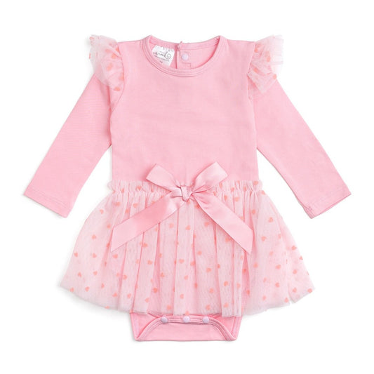 Flocked Heart Valentine's Day Tutu Bodysuit|10643
