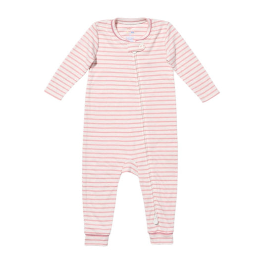 Ziggy Zip Romper, Dusty Rose Mini Stripe|10771