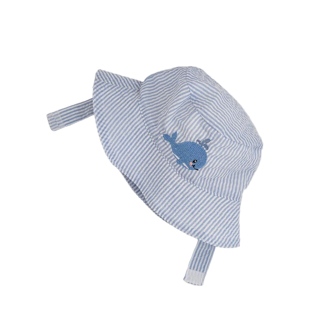 Lt Blue Seersucker Sun Hat w/ Whale