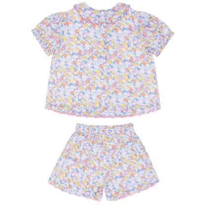 girls jasmine blossom puff sleeve short set|11458