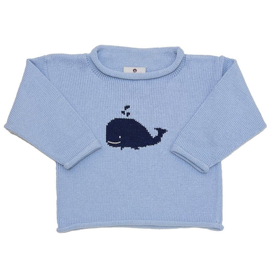 Whale Watch Roll Neck Sweater-Blue|9582