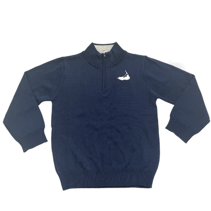 Navy Quarter Zip with Embroidered Nantucket|8497