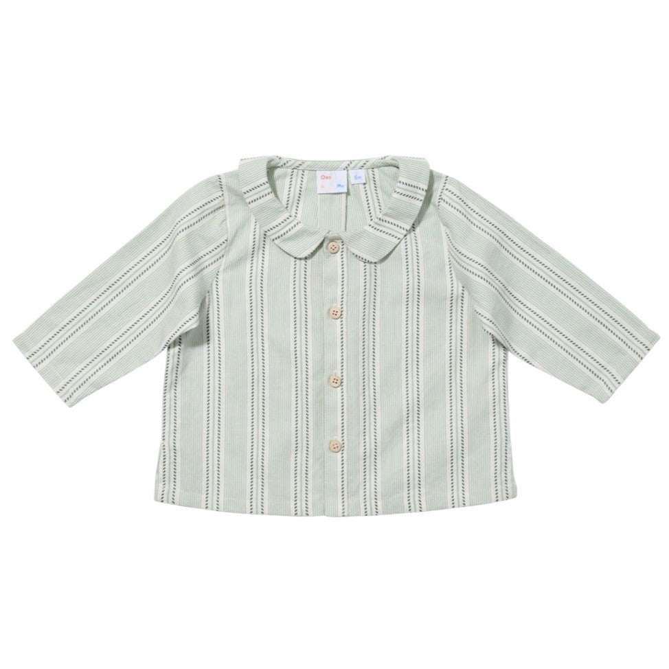 Jefferson Baby Shirt, Sage Chevron Stripe|9227