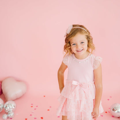 Flocked Heart Valentine's Day Tulle Bow Headband|10633