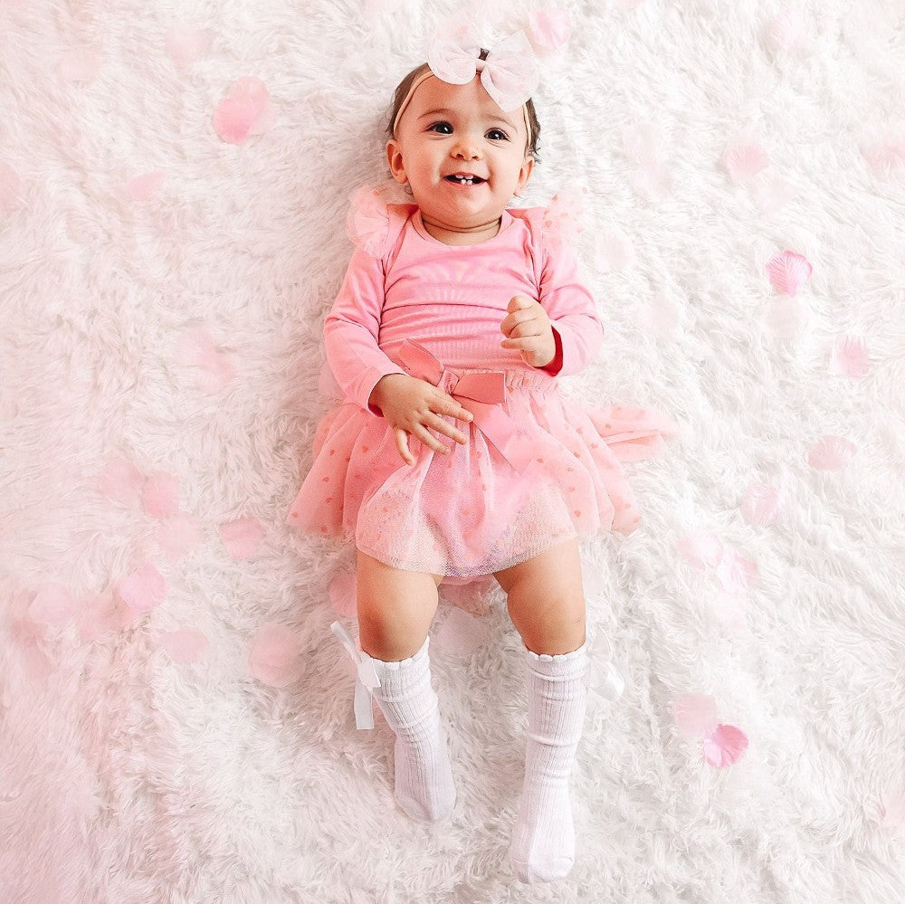 Flocked Heart Valentine's Day Tutu Bodysuit|10642