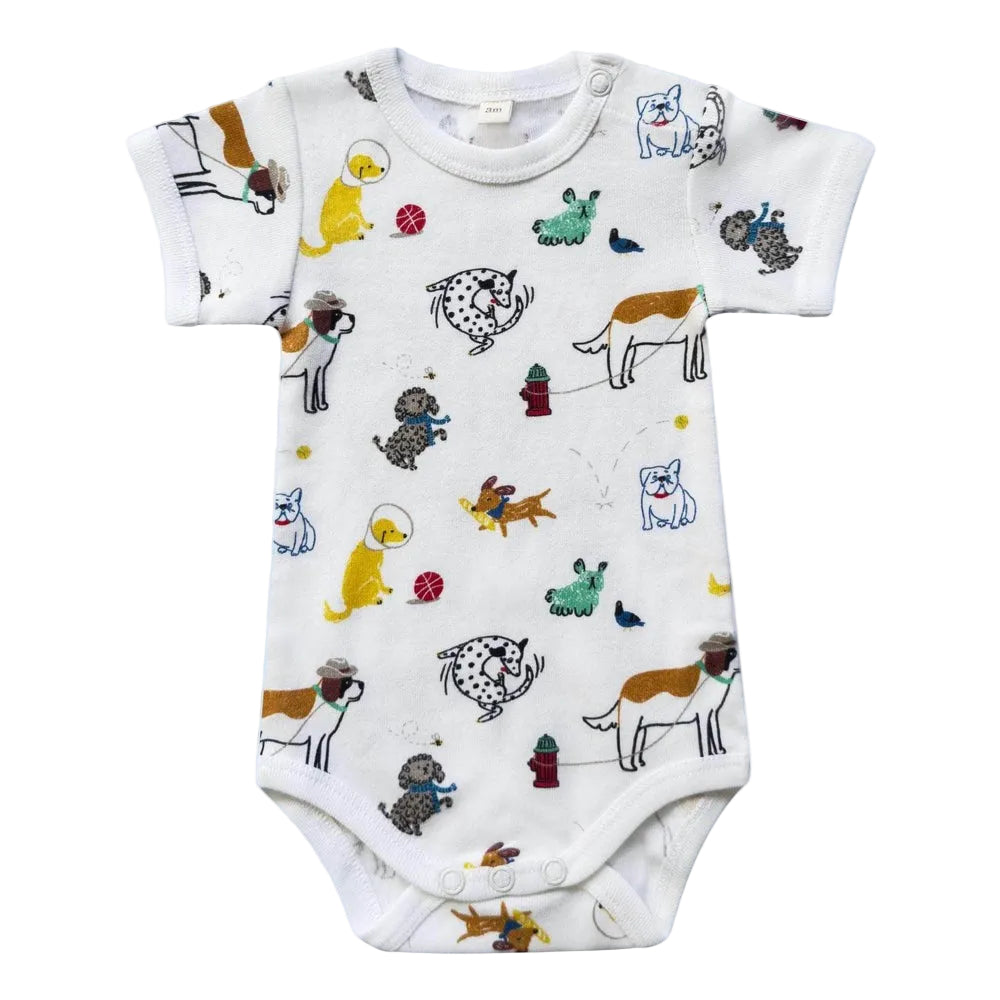 Short Sleeve Dog Onesie- Playful Pups|12864
