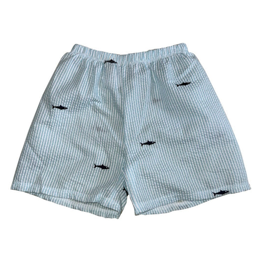 Turquoise SS Navy Sharks Shorts|9627