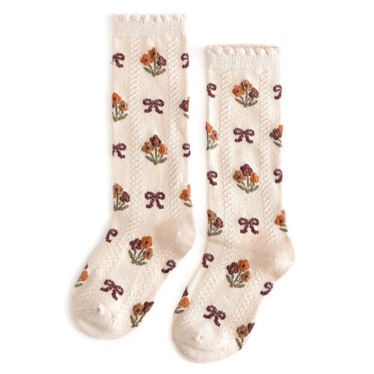 Vanilla Floral Knee High Socks|10397