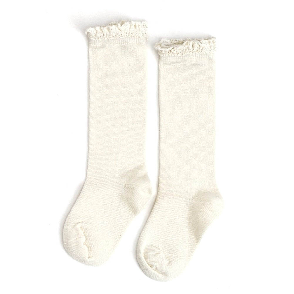 Ivory Lace Top Knee High Socks|11031