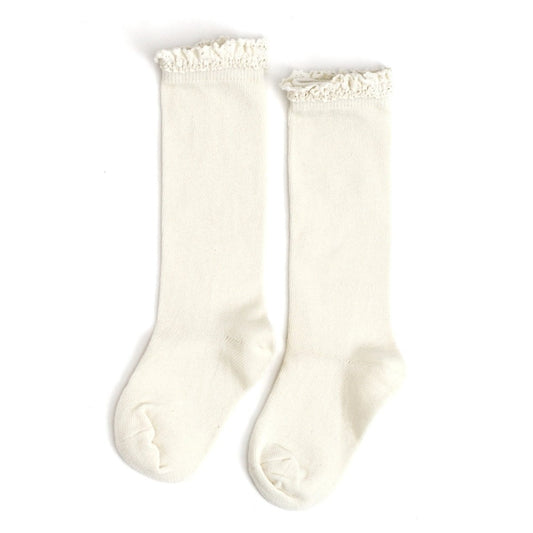 Ivory Lace Top Knee High Socks|11031