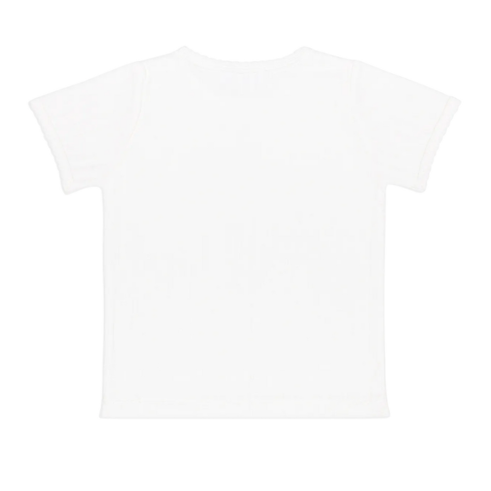 girls shell white pointelle puff sleeve shirt|11449