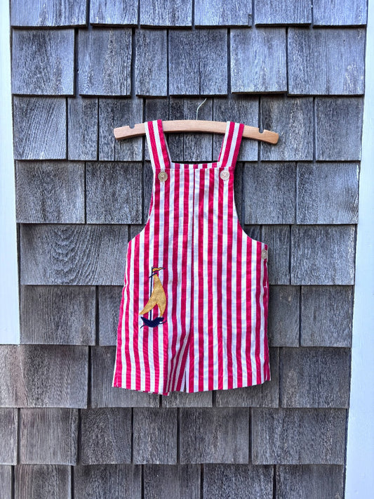 Vintage 70s Red and White Stripe Sailboat Shortalls|11820