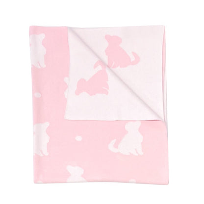 Playful Pups Reversible Knit Blanket-Baby Pink|12833