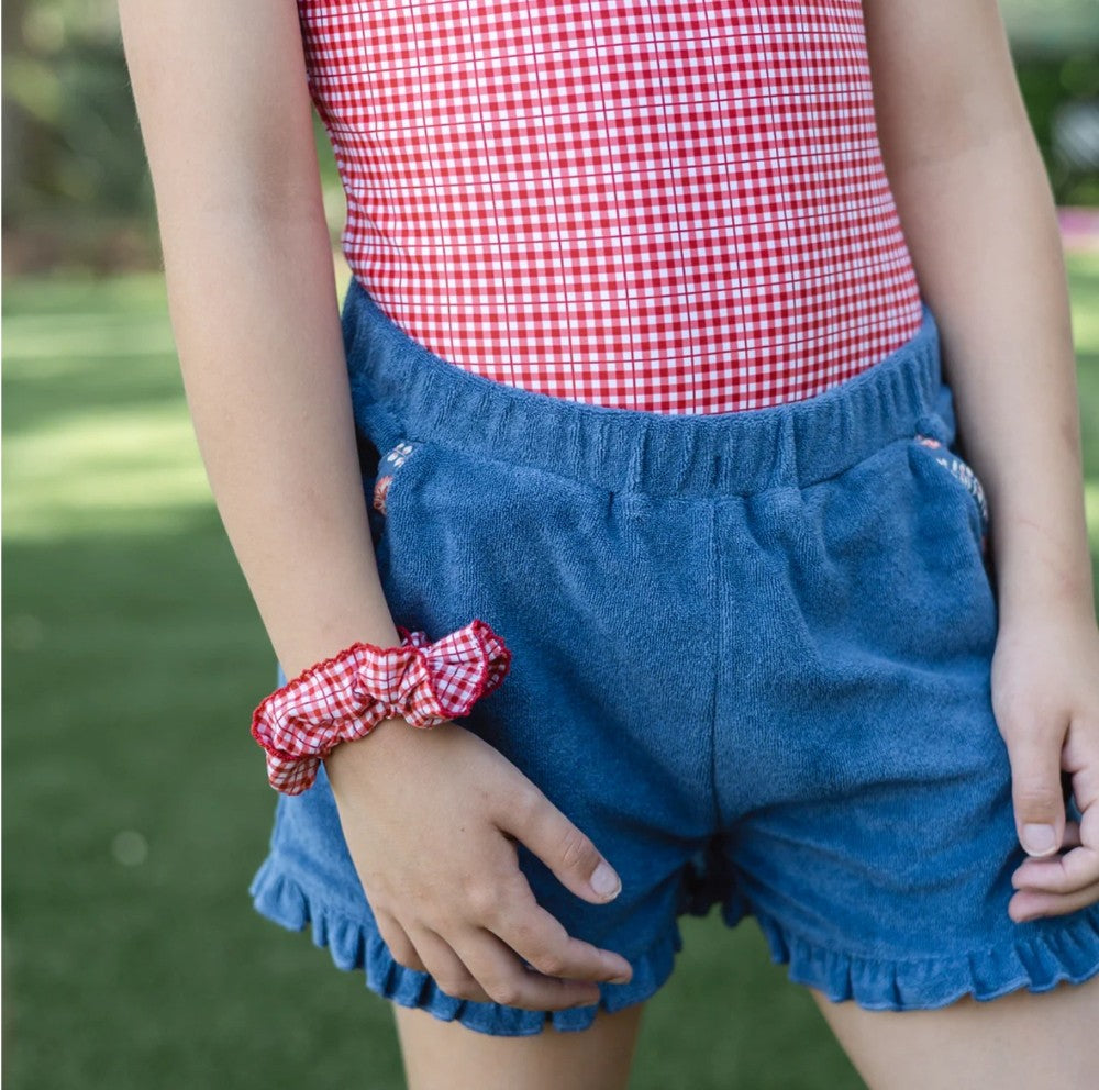 Girls Newport Navy Ruffle French Terry short|8609