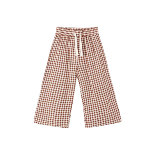 Wide Leg Pant Brick Check|13013