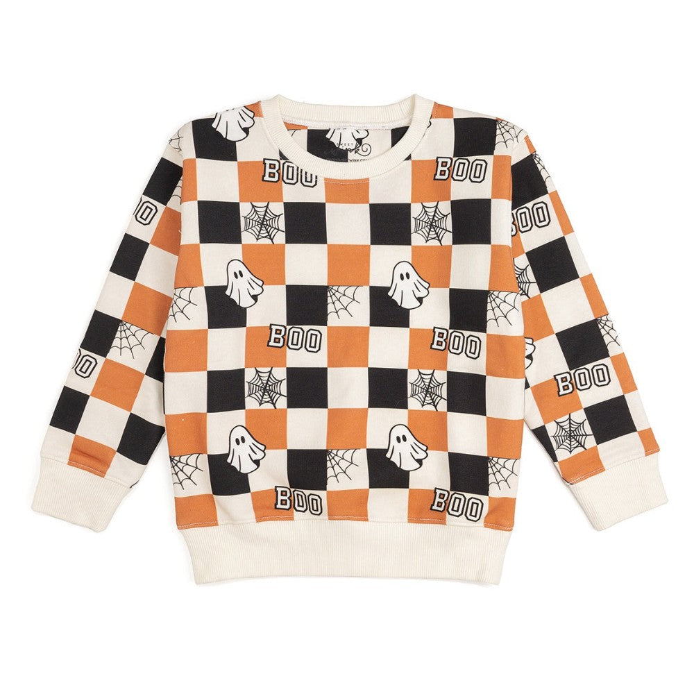 Boo Checkered Halloween Sweatshirt|9696