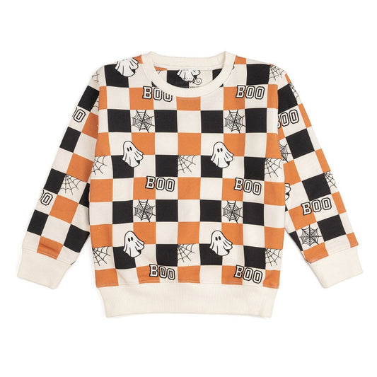 Boo Checkered Halloween Sweatshirt|9696