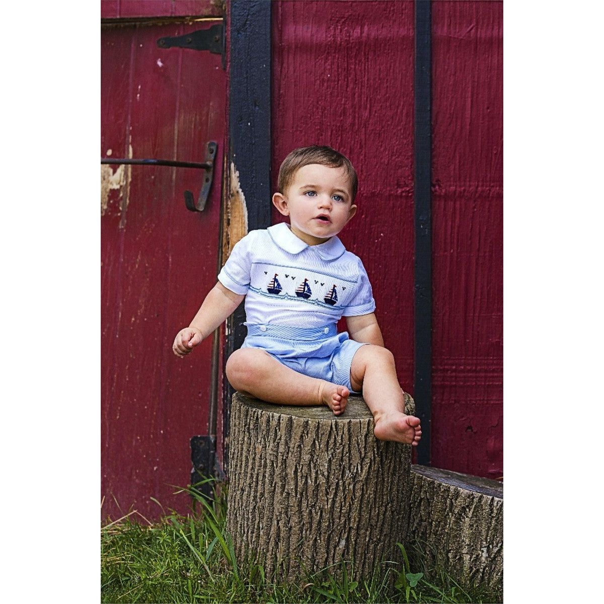 Smocked Sailboats Bobby Suit|11606