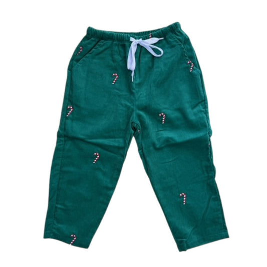 Green Corduroy Pants with Candy Canes|10149