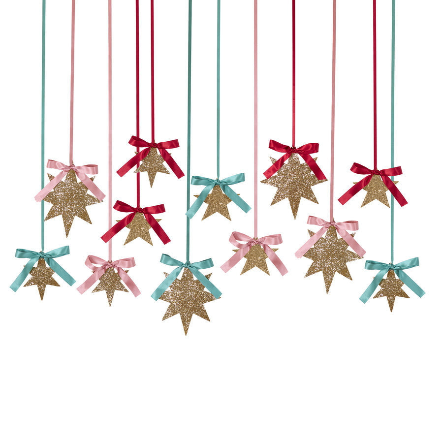 Gold Glitter Hanging Star Decorations|13585
