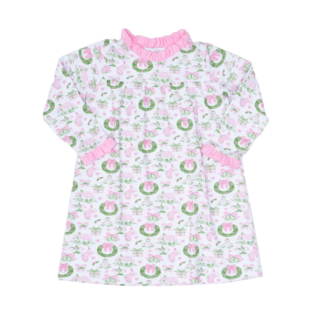 Pink Holiday Toile Loungewear Dress|13259