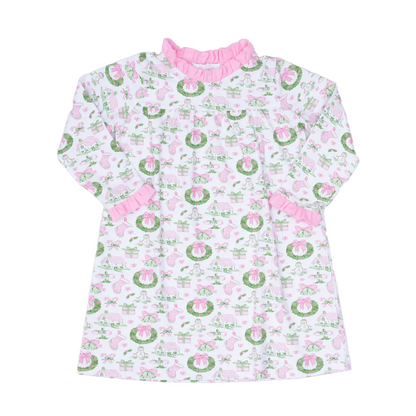 Pink Holiday Toile Loungewear Dress|13259