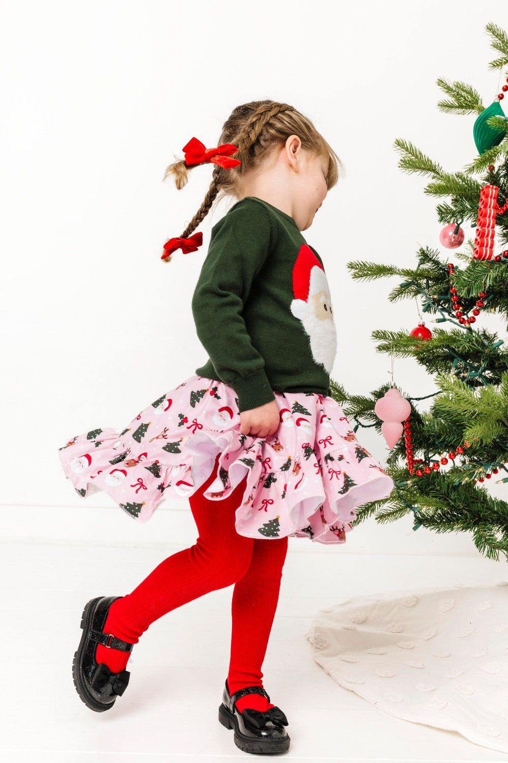 Bright Red Cable Knit Tights|10412