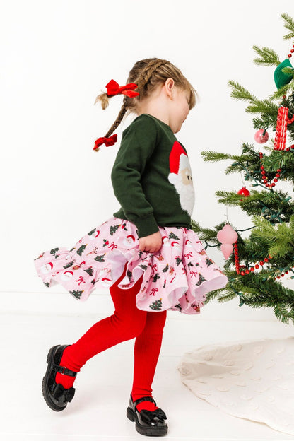 Bright Red Cable Knit Tights|10412