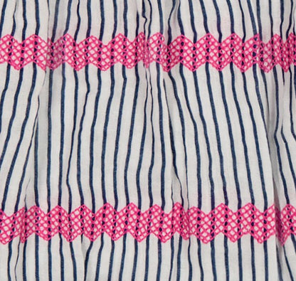 Zoe Romper- Marine Stripe Embroidery|11733