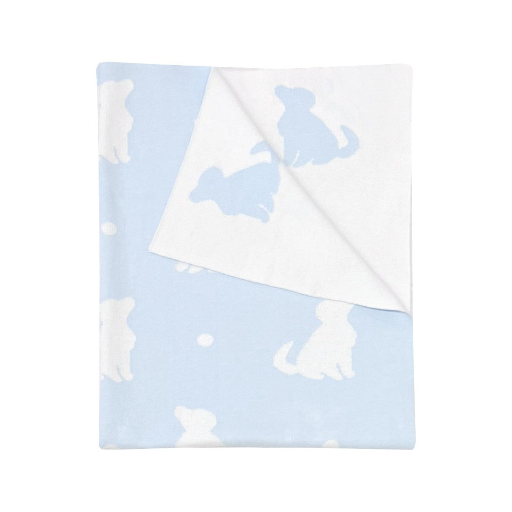 Playful Pups Reversible Knit Blanket-Baby Blue|12830