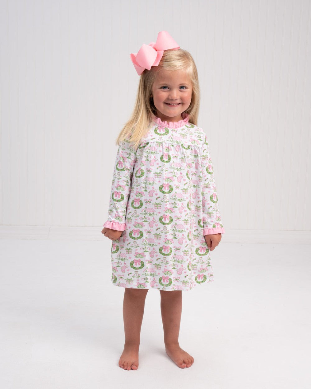 Pink Holiday Toile Loungewear Dress|13260