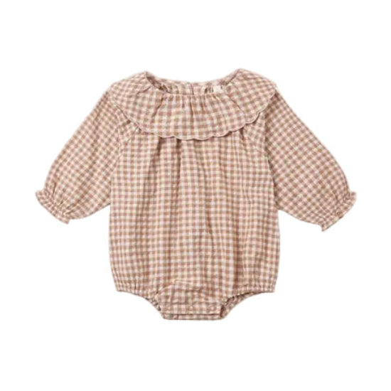 Colette Romper Fawn Gingham|12024