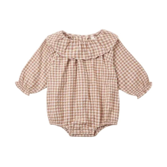 Colette Romper Fawn Gingham|12024