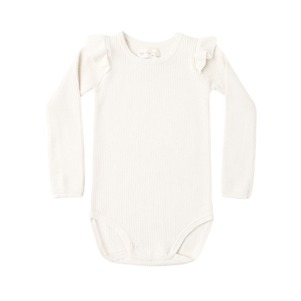 Shoulder Ruffle Bodysuit Natural|12223