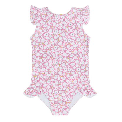 girls blush bloom ruffle cap sleeve rashguard one piece|11382