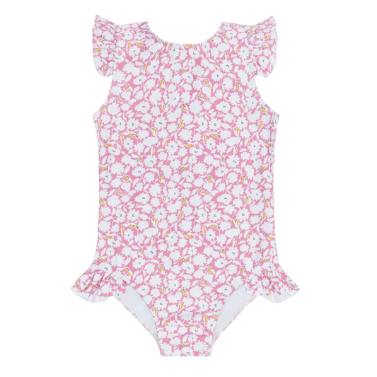 girls blush bloom ruffle cap sleeve rashguard one piece|11382