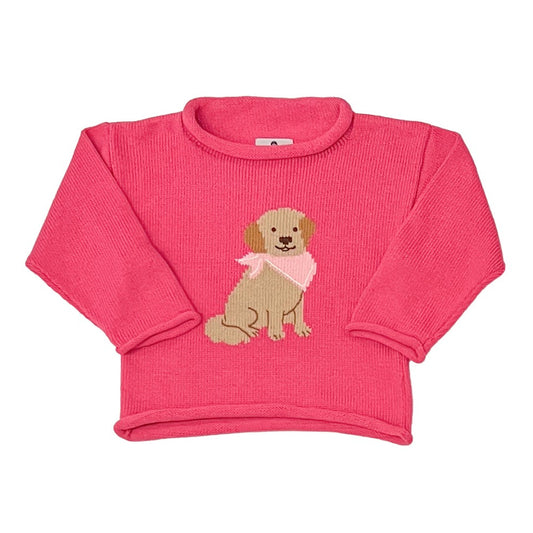 Goldie The Retriever Roll Neck Sweater-Hot Pink|12825