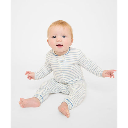 Ziggy Zip Romper, Dusty Blue Mini Stripe|10769