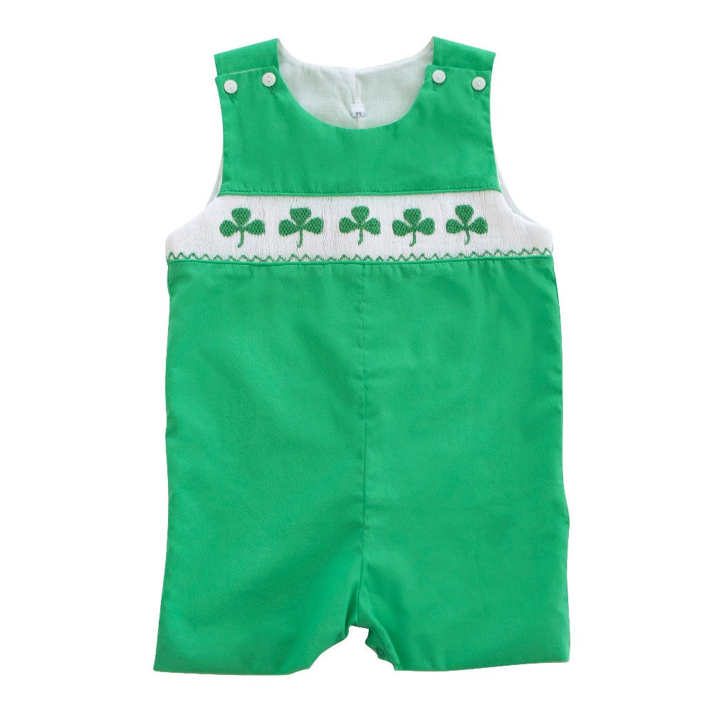 Shamrocks Smocked Green Knit Shortall|10788