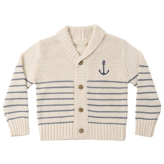 Shawl Cardigan Natural & Marine|10609